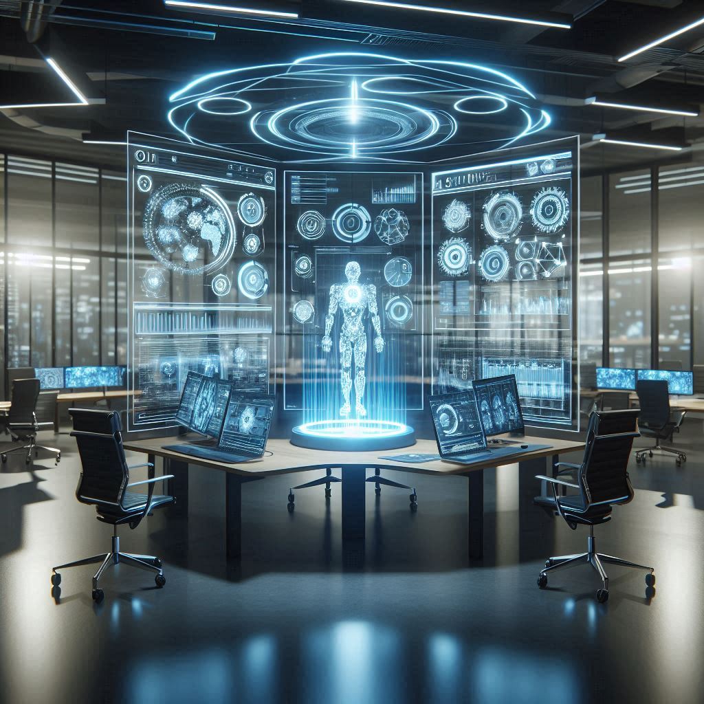 Devon Clemente AI Automation Futuristic Workspace Visualization
